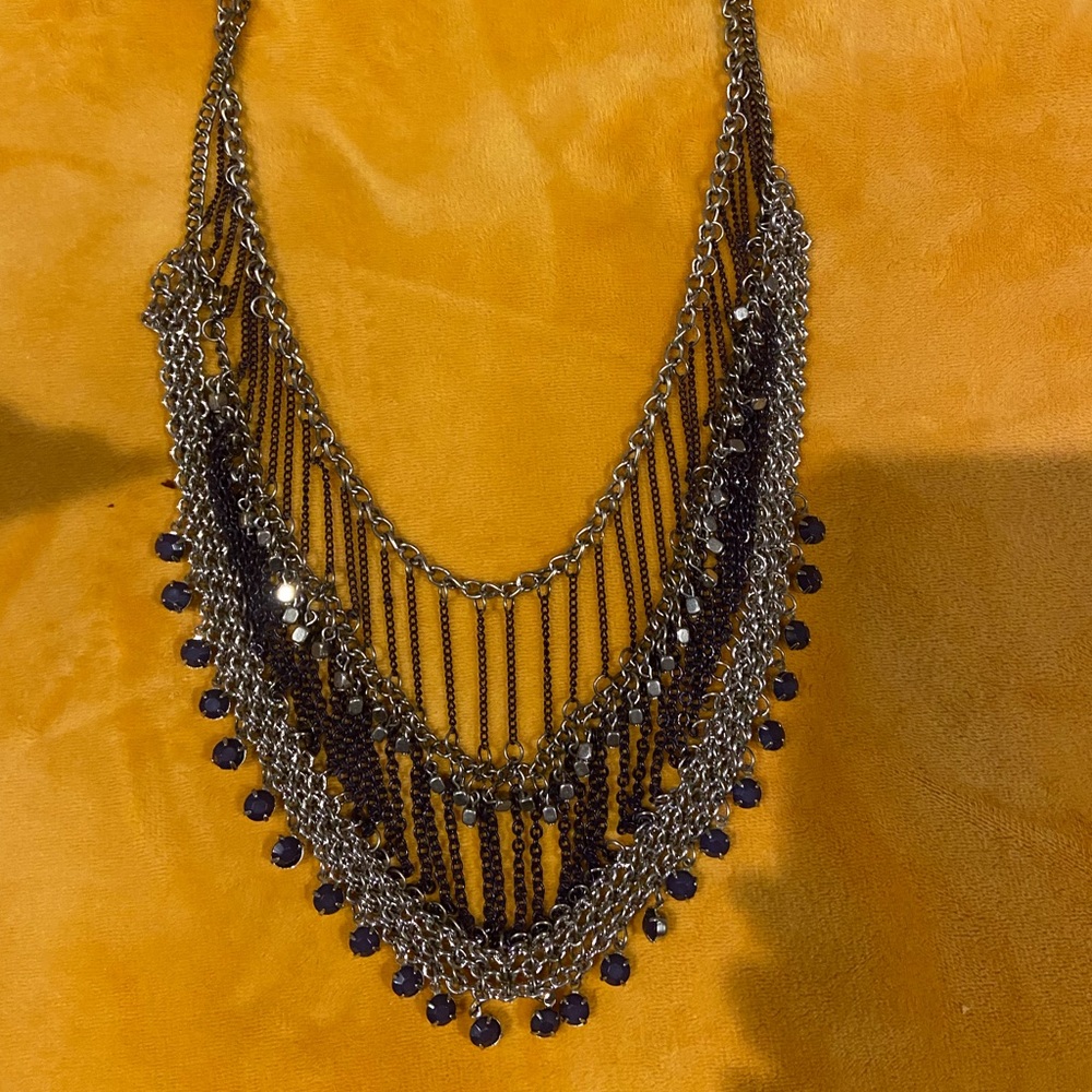 Silver and blue blue sky necklace